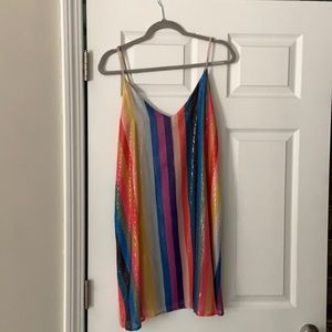 Rainbow striped sequined Storia dress